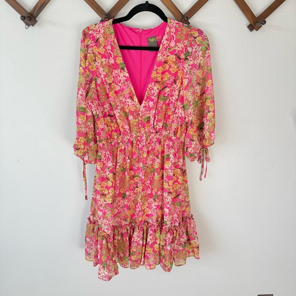Taylor Dresses & Skirts - 🌷TAYLOR Pink Ditsy Floral Ruffle Hem Dress | Romantic Cottagecore Coquette - Lg
